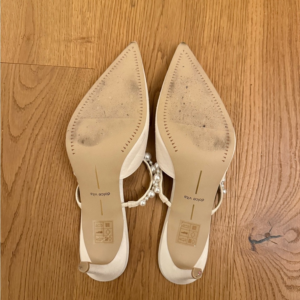 Dolce Vita White Pearl-Embellished Pointed Mules - Picture 3 of 4